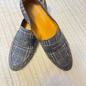 Franco Sarto Grey Wool Plaid Loafers 13M